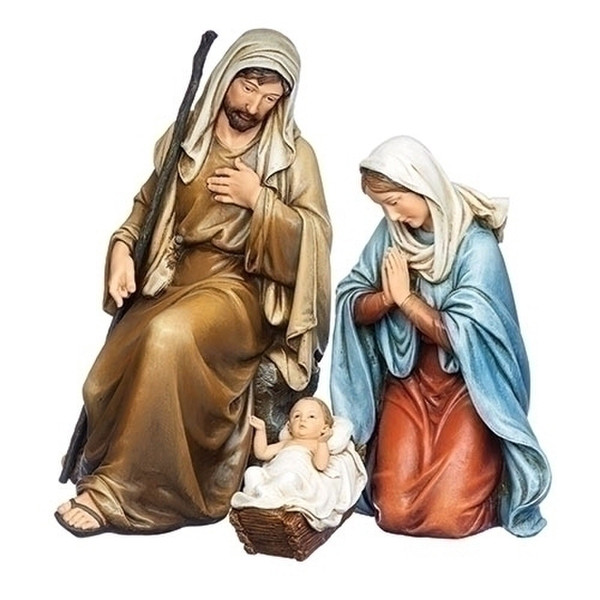Kneeling Holy Family Nativity Scene Statues